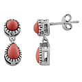 Sterling Silver Pink Coral Dangle Earrings