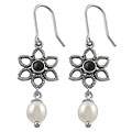 Black Onyx Cultured Freshwater Pearl Earrings