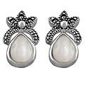 Sterling Silver Mother of Pearl Crown Earrings