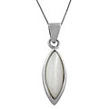 Silver Mother of Pearl Leaf Dangle Necklace