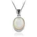 Sterling Silver Marcasite Mother of Pearl Necklace
