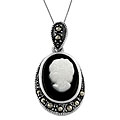 Black Onyx Mother of Pearl Cameo Necklace