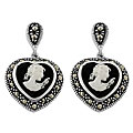 Black Onyx Mother of Pearl Cameo Earrings