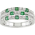 14k White Gold 1/5ct TDW Diamond Emerald Ring