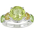Silver Lemon Quartz Citrine Peridot Ring