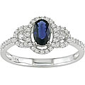 Oval Blue Sapphire 1/5ct TDW Diamond Ring