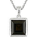 Silver Square Smoky Quartz Necklace