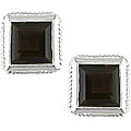 Silver Square Smoky Quartz Earrings