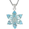 Silver Sky Blue Topaz Flower Necklace