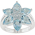 Silver Sky Blue Topaz Flower Ring