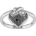14k White Gold 1/10ct TDW Black Diamond Heart Ring