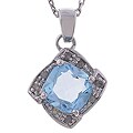 Chateau D'Argent Sterling Silver Blue Topaz Diamond Necklace