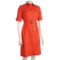 Tahari ASL Roll Tab Sleeve Button Front Dress