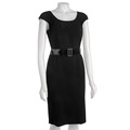 Tahari Cap Sleeve Matte Crepe Dress with Belt