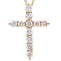 14k Yellow Gold 1/2ct TDW Diamond Cross Necklace