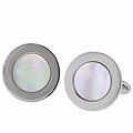 Sterling Silver Round Mother of Pearl Cuff Links