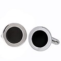 Sterling Silver Round Onyx Cuff Links