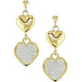 10k Yellow Gold Heart White Crystal Drop Earrings