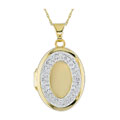 10k Yellow Gold Oval Crystal Locket Necklace