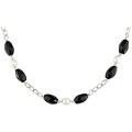 Sterling Silver Agate Freshwater Pearl Necklace