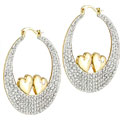 10k Gold Crystal Hoop Earrings with Gold Heart