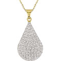 10k Yellow Gold White Crystal Teardrop Necklace