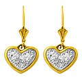14k Gold Two-tone Diamond-cut Heart Earrings