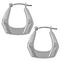 14k White Gold Beveled Hoop Earrings