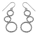 14k White Gold Designed Circles Drop Earrings