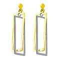 14k Two-tone Gold Polished Rectangular Earrings