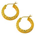14k Yellow Gold Hammered Square-tube Hoop Earrings