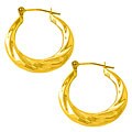 14k Yellow Gold Polished Twirl Hoop Earrings
