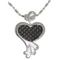 Stainless Steel and Carbon Fiber Heart Necklace