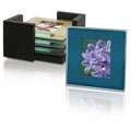 Glass Photo Coasters with Storage Rack (Case of 4)