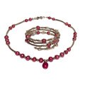 Red Pearl Silver Bracelet and Necklace (Peru)
