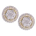 14k Two-tone Gold 1ct TDW Cluster Earrings