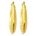14k Yellow Gold Engraved Octagon Hoop Earrings