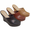 Anne Klein New York Leather Wedge Clogs