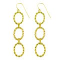 14k Yellow Gold Triple-designed Oval Drop Earrings