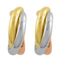 14k Tri-color Triple-interlock Tube Hoop Earrings