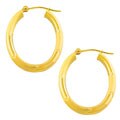 14k Gold Diagonal-pattern Hoop Earrings