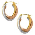 14k Tri-colored Gold Interlocking-ovals Hoop Earrings