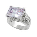 Sterling Silver Butterfly and Heart Lavender CZ Ring