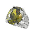 Sterling Silver Large Oval Green CZ Ring