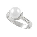Sterling Silver with Faux Pearl CZ Ring