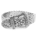 Silvertone Oversized Designer-inspired Belt Bracelet
