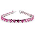 Sterling Silver Pink Cubic Zirconia Heart Bracelet