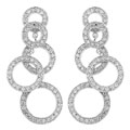Silvertone Muliple Circle Clear CZ Drop Earrings