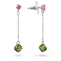 Sterling Silver Lime and Pink CZ Dangle Earrings