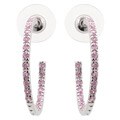 Silvertone Pink Cubic Zirconia Hoop Earrings